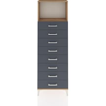 Arges Dolap Tek Raflı 8 Çekmeceli 60x30x182 Çam-antrasit Çam