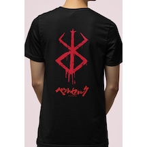 Anime Berserk Logo Ön - Arka Baskılı Tişört Siyah