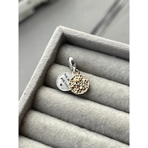 İki Tonlu Metal Papatya Sallantılı Charm Gümüş