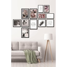 12 Parça Dekoratif Mdf Tablo Seti Çerçeve Görünümlü Dkj048 50 x 22