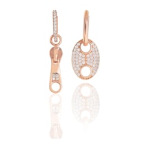 Söğütlü Silver Gümüş Rose Zirkon Taşlı Fermuar Ve Düğme Kombin Küpe