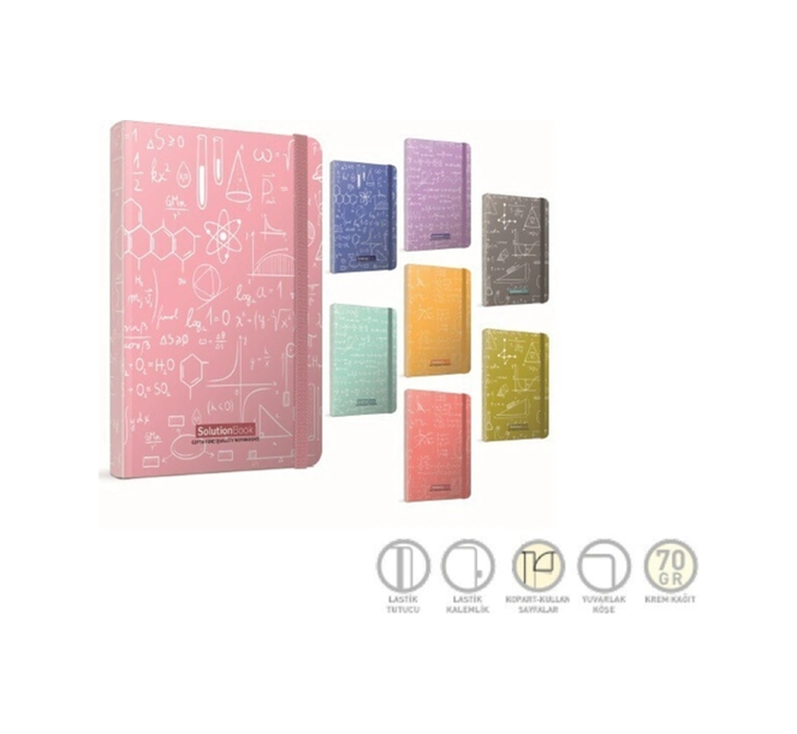 Solution Book Ip Dikişli Sert Kapak Not Defteri 13x21cm 120 Yaprak Çizgili Stand 20 Li Paket 5070 Karışık