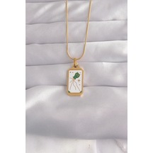 316l Çelik Gold Renk Beyaz Mineli Tarot Kolye Diğer