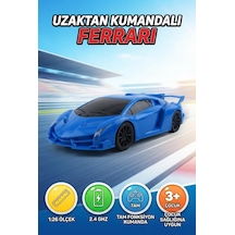 TıfılToys Uzaktan Kumandalı Ferrari Hızlı Mavi Araba 1:26 Ölçek 18 Cm İleri Ve Geri Hareketli Oyuncak Araba
