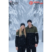 Jiber Unisex Sıcak Tutan Terletmez Yumuşak Boyunluk Olabilen Termal Kumaş Bere Siyah