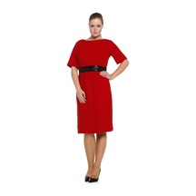 Nidya Moda Büyük Beden Elbise Sırt V Kesim-4020Pk Kırmızı