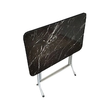 Sadeceonda Mermer Desenli Siyah Katlanır Balkon Masası - 90x60 Cm