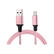Rogfer 1m 2a Usb'den 8 Pin'e Naylon Örgü Stili Veri Senkronizasyonu Şarj Kablosu Pembe