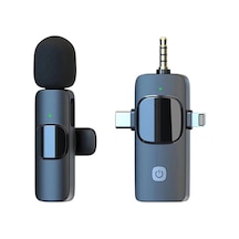 Plentiful Kablosuz Tekli Yaka Mikrofonu 3.5mm Aux Apple Uyumlu iPhone Type-c Pc Tablet Video Ses Kayıt Vlog Usb C Ve Amfi Siyah