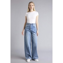 Defacto Wıde Leg Normal Bel Jean Yıkamalı Pantolon G8837ax26spnm28 Mavi-nm28