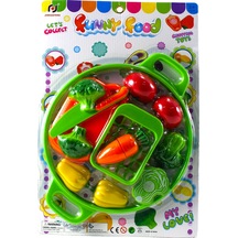 Kesilen Sebze Seti Tepsili Sepetli Doğrama Tahtalı 12 Parça