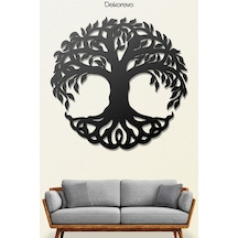 Hayat Ağacı Metal Duvar Dekoru - Metal Duvar Sanatı - Siyah - 30 X 29 Cm