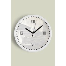 Soyut Modern Dokulu Duvar Saati Duvar Saati - 25cm - Önü Camlı Beyaz Kasa - Sessiz Mekanizma-jh0118 Beyaz
