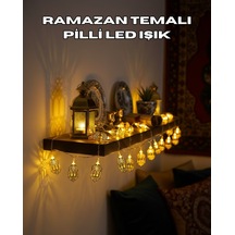 Pilli Altın Fenerli Ramazan Işıkları Dekoratif Led Zincir Renkli 35126849