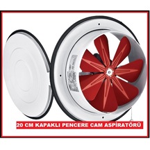 20 Cm Çapında Kapaklı Aspiratör Cam ve Duvar Tipi Fan 780 M³/H