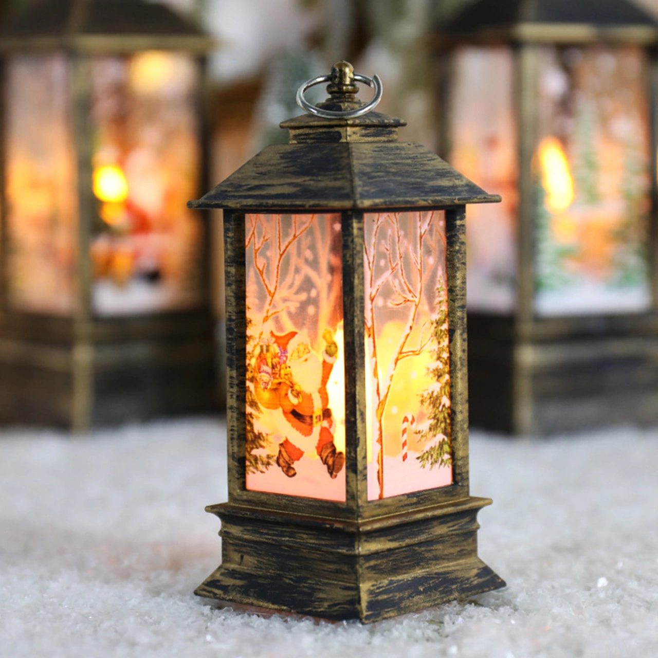 Moveevo Küçük Boy Bronz Noel Baba Desenli Plastik Masaüstü Aydınlatıcı, Noel Dekorasyonu, 3 Adet Ag13 Düğme Pil Dahil, Gecelik Işık Ve Stüdyo Dekoru Diğer