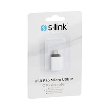 Sl-taotg25 Gümüş Metal Gövde Usb F To Microusb M Otg Çevirici