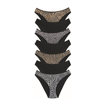 New Lilla 18001-6 Kadın 7'Li Leo In Love Bikini Külot Paketi Siyah