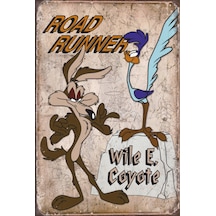 road runner çizgi film retro ahşap poster