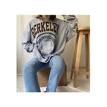 Medinenur Kadın Gri Berkeley Baskılı Seatshirt Gri