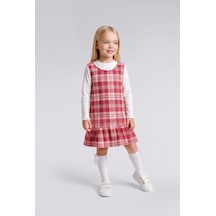 Defacto Pötikareli Fırfırlı Askılı Twill 2li Elbise Kız Bebek I8737a526aupn632 Pembe-pn632