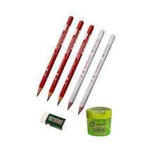 Jumbo Üçgen İlk Kalemim Seti Kurşun Kalem + Kırmızı Başlık Kalemi + Beyaz Silgi + Yeşil Kalemtıraş