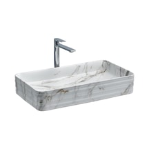 Lena Tezgahüstü Lavabo Mermer Desenli Beyaz E-2106m1 Mermer Rengi