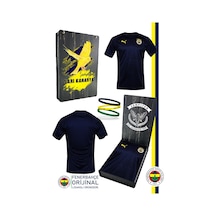 Fenerium Fenerbahçe Lisanslı A Takım Futbolcu Lacivert Antrenman Çocuk T-shirt + Bileklik Set Özel Kanarya Baskılı Ahşap Kutulu Lacivert