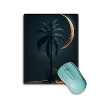 Sonictouch Gece Mavisi Ay Ve Palmiye Desenli Kaydırmaz Gaming Oyuncu Dikişsiz Mouse Pad/ped 17x21cm