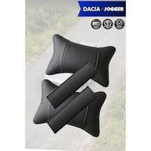 Dacia Jogger Uyumlu Siyah Lüks Set Deri Kemer Koruyucu Deri Yastık