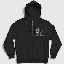 Presmono Unisex Loop Astroworld Travis Scott Fermuarlı Kapüşonlu Sweatshirt Siyah
