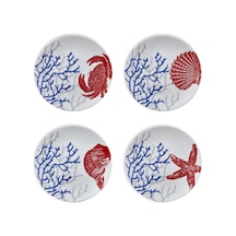 Mercan Desen 4 Lü Set Beyaz - Mavi
