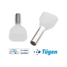 Tügen 2x0,50mm2 Çift Girişli İzoleli Yüksük Beyaz 1 Kutu 1000 Adet