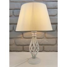 Beyaz Rustik Burgulu Taşlı Metal Ayaklı 30'luk Açık Krem Kumaş Krem