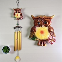 Feng Shui Baykuş Tasarımlı Cam İşlemeli Rüzgar Çanı Bahçe Balkon Dekorasyon Ürünü Yeni Ev Hediyesi 40  Cm 20047016