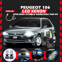 Peugeot 106 1993-2002 Uzun-kısa Far Uyumlu Şimşek Etkili Led Xenon Pro Series H4
