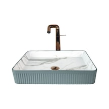 Marmo 50 Cm Mat Gri Calacatta Tezgah Üstü Çanak Lavabo Renkli