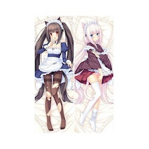 Owl Bag Nekopara - Chocola And Vanilla Desenli Cift Yön Baskılı Sarılma Yastığı Kılıfı Çok Renkli