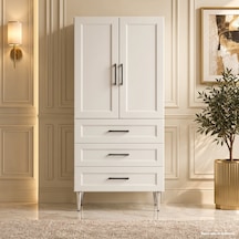 Lugano Çok Amaçlı Dolap 60 Cm 2 Kapak 3 Çekmece Lake Saf Beyaz Ral 9010 - Çok Amaçlı Kiler Dolabı