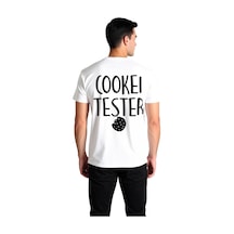 Paybuy Erkek Kurabiye Tester Mizahi Baskılı Pamuklu Tişört Günlük Rahat Beyaz