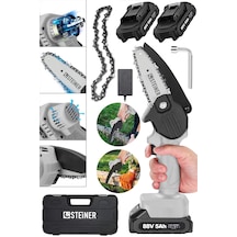 Steiner 88V 5Ah Çift Akülü Çantalı Dal Kesme Budama Testeresi Bıçkı Makinesi Gri + Zincir