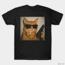 Flood Of Style Gangster Cat Sigara İçen Gen Z Kedi T-shirt Erkekler Kadınlar Için % 100% Pamuk T Shirt Kısa Çok Renkli