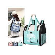 Basit Kontrast Pet Sırt Çantası Uzay Kapsülü Kedi Çantası Omuz Köpek Çantası Model 5 Mavi