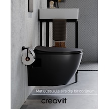 Creavit Free Kömür Karası Asma Klozet Ve Kapak Set Beyaz