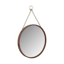 Ahşap Çerçeveli İpli Ayna Q 50 Cm Ahşap
