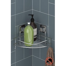 Geseus Yapışkanlı Askılı Tek Katlı Banyo Köşe Rafı Krom Ef250 Çok Renkli