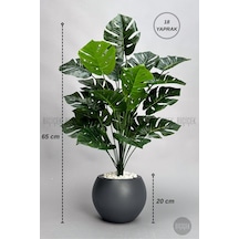Biçiçek Yapay Monstera Deve Tabani Bi̇tki̇si̇ 65 Cm Antresi̇t Küre Saksıda