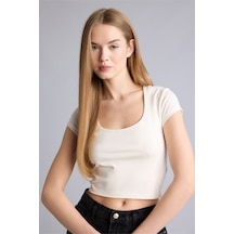 Defacto Crop Beyaz Kadın T-shirt H1560ax/wt32