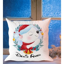 BK Gift Kişiye Özel İsimli Yılbaşı Tasarımlı Beyaz Yastık-5