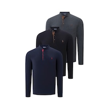 Üçlü Set V4009 Dewberry Erkek Sweatshırt-siyah-lacivert-antrasit Siyah-lacivert-antrasit